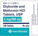 Glyburide and Metformin Hcl  5mg/500mg tablet